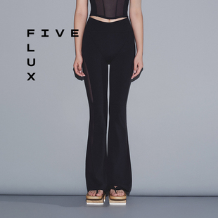 FIVE FLUX TOM系列微v中高腰微辣显瘦提臀紧身拼接解构喇叭裤