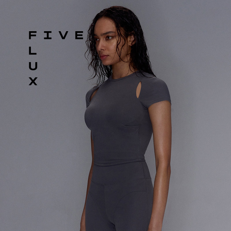 FIVE FLUX Arc 弧光系列夏季短袖透气上衣时尚休闲运动短袖t恤女