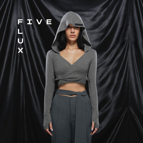 FIVEFLUX套头连帽V领针织衫上衣