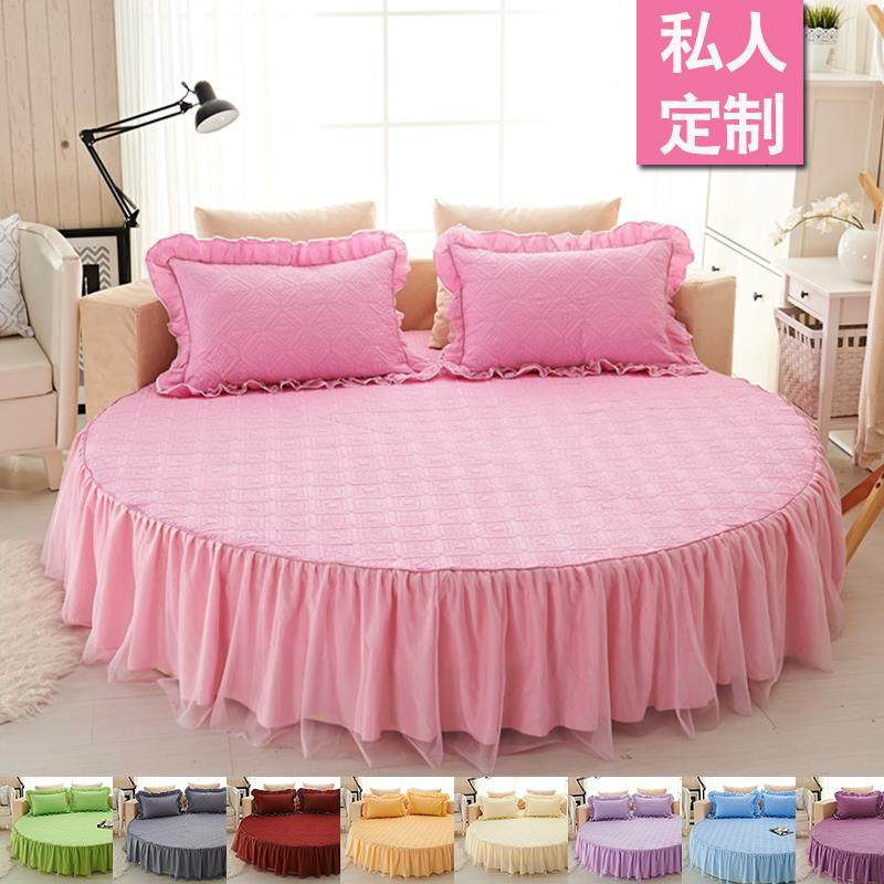 订做纯棉圆床床罩单件全棉宾馆圆形床裙四件套床单欧式四件套韩式