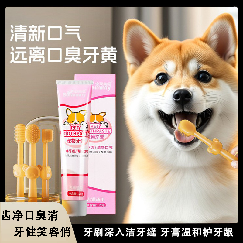 宠物硅胶牙刷套装清洁牙膏除臭预防牙结石食品级小型犬猫狗刷牙