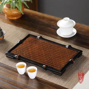 筇竹竹编茶盘大漆干泡盘茶桌小茶台茶具收纳禅意托盘中式竹台茶道