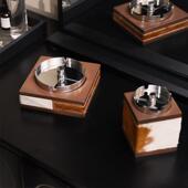 侘寂风高级感马毛烟灰缸家用客厅办公室桌面摆件创意个性 饰品 装