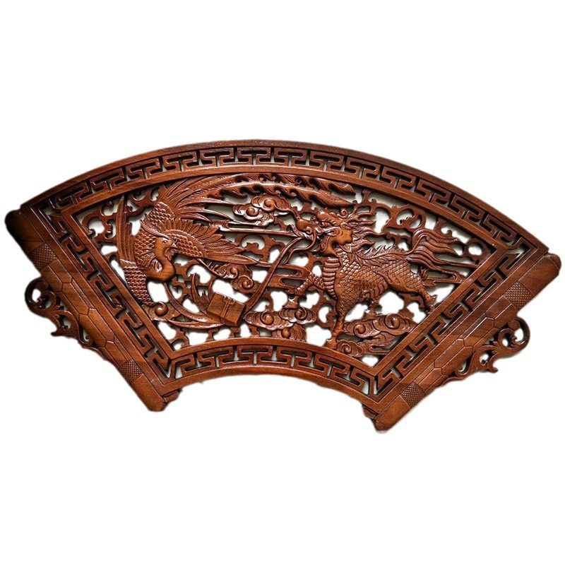 雕刻福字东阳木雕挂件扇形实木香樟木装饰画玄关客厅壁挂工艺品,家居饰品,木雕,淘宝优惠券,粉丝福利购,淘宝优惠卷