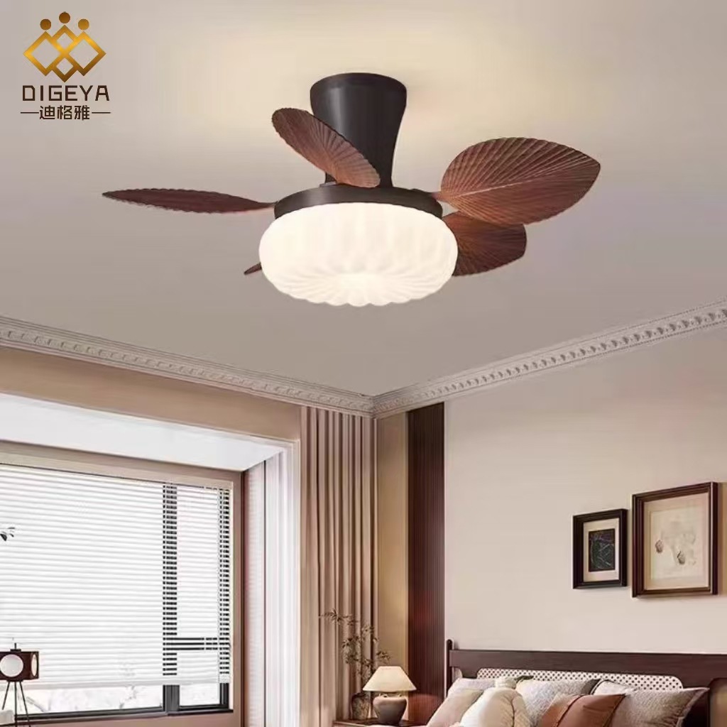 迪格雅中古风卧室餐厅变频静音一体风扇灯创意彩色儿童房护眼灯具