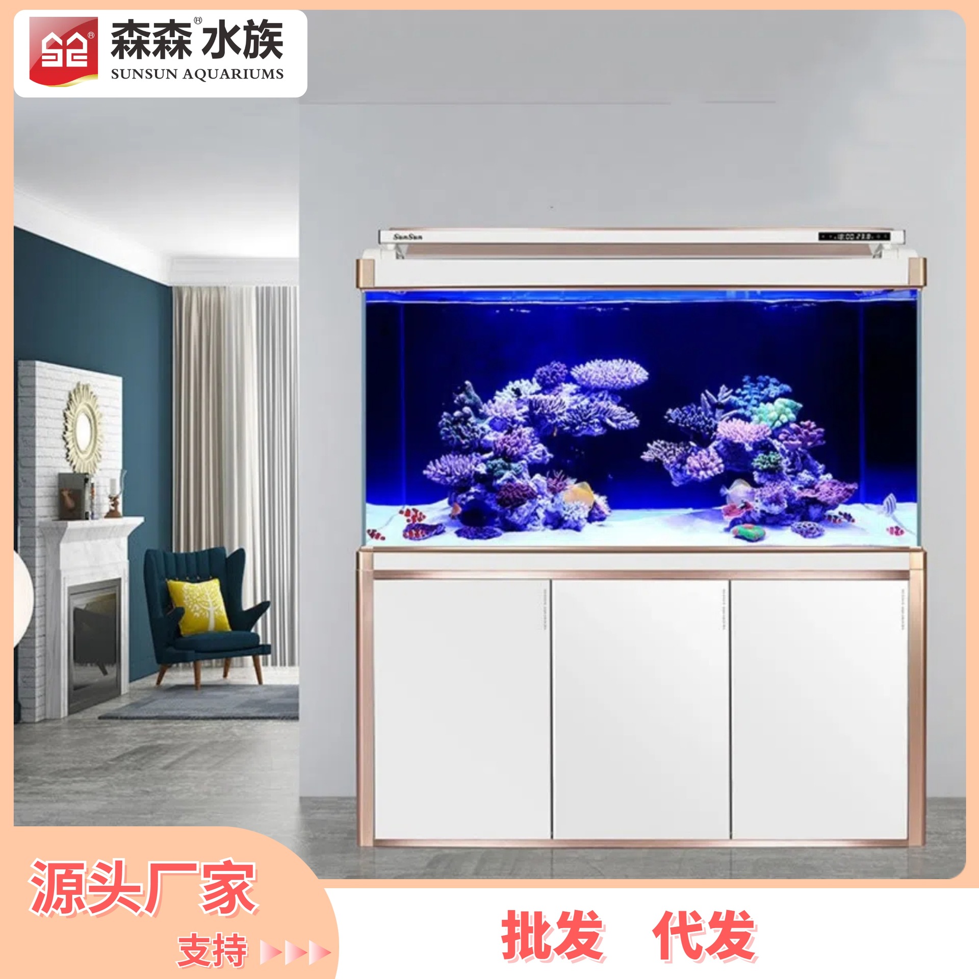 厂家型落地鱼缸玻璃水族箱客厅生态缸底过滤家用缸