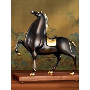 全铜招财唐马摆件高档开业礼品轻奢客厅书房桌面办公室装饰工艺品