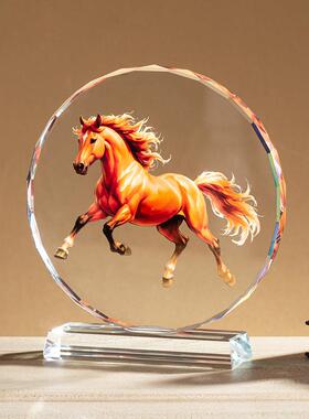 马到成功水晶摆件轻奢高档中式生肖桌面家居装饰乔迁送礼物工艺品