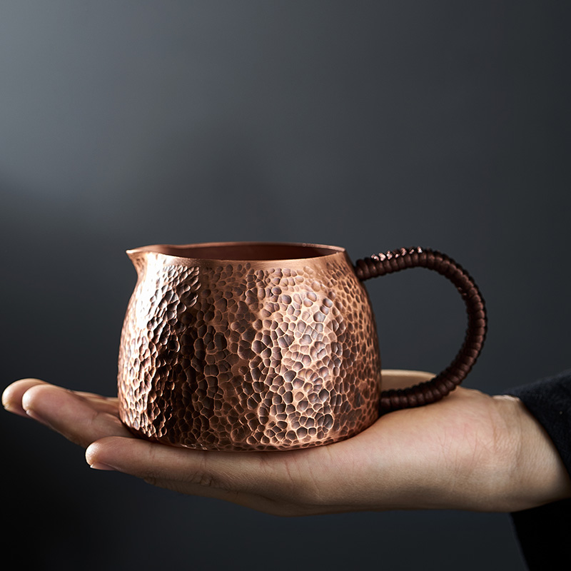 手工锤纹紫铜公道杯分茶器
