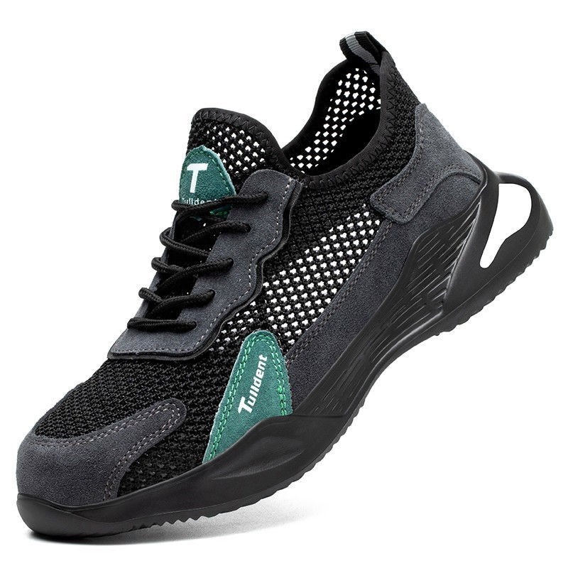 夏季大孔劳保鞋男钢包头防砸防刺穿透气防臭轻便防滑软底女工作鞋