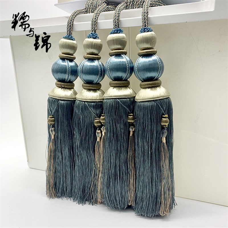 高档别墅窗帘绑带挂球绑球双球扎束带装饰收纳绑绳流苏配件扣吊穗