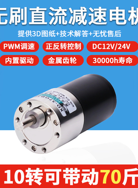 无刷直流减速电机12v24伏37GB-3650微型大扭力齿轮调速低速小马达