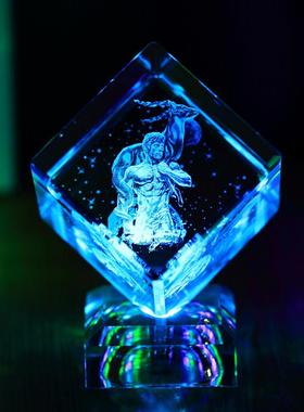 水晶魔方星座内雕十二座发光摆件创意礼品生日送男女朋友生日礼物
