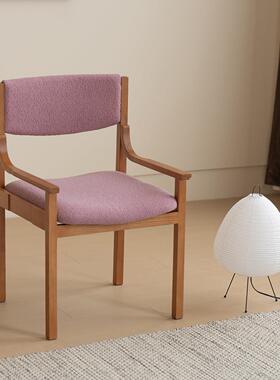 美之趣 紫色餐椅中古风餐桌椅复古扶手椅设计师椅子家用