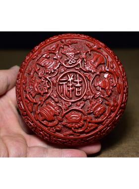 古玩杂项收藏民俗老物件漆器印尼首饰盒特色雕漆民间工艺八宝吉祥