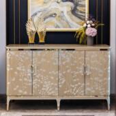 美克轻奢cara秋叶丝印渐变餐边柜 饰柜玄关柜高端定制 美家金属装