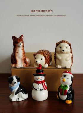 耶诞小礼物 出口欧式覆古手绘动物造型陶瓷耶诞节桌面调味瓶摆件