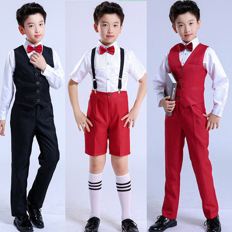 六一儿童朗诵表演服背带裤花童礼服男童小学生合唱幼儿园演出服装