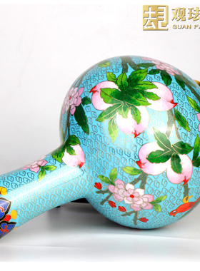 景泰蓝铜九桃花瓶中式家居客厅装饰摆件外事礼品老人祝寿生日礼物