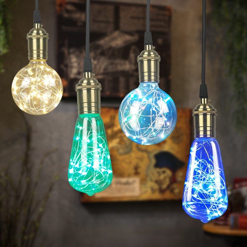 爱迪生led 铜线灯满天星复古酒吧e27螺口餐厅装饰七彩色节能灯泡