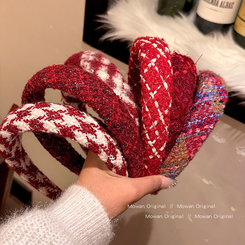 红色2024新年配饰品发箍女新款秋冬发箍发饰高颅顶过年发夹子头饰