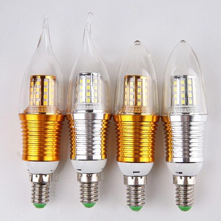 厂家直销节能拉尾灯泡E27E14满天星LED蜡烛灯白暖光水晶尖泡
