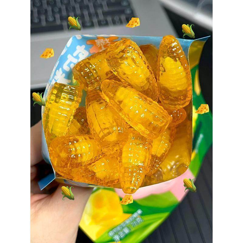 新货金丝猴玉米捏捏软糖爆汁软糖芝士夹心玉米软糖橡皮糖4D糖