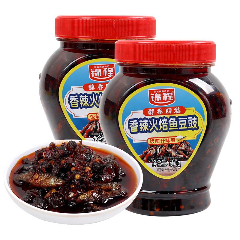 野山椒豆豉酱锦程火焙鱼豆豉500g拌饭酱红烧野山椒辣酱湖南特
