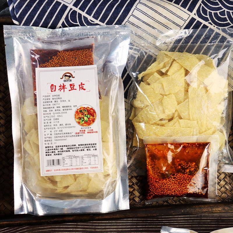 东北特产美味自拌豆皮香辣豆腐皮下菜饭香辣小零食150*6袋带料包