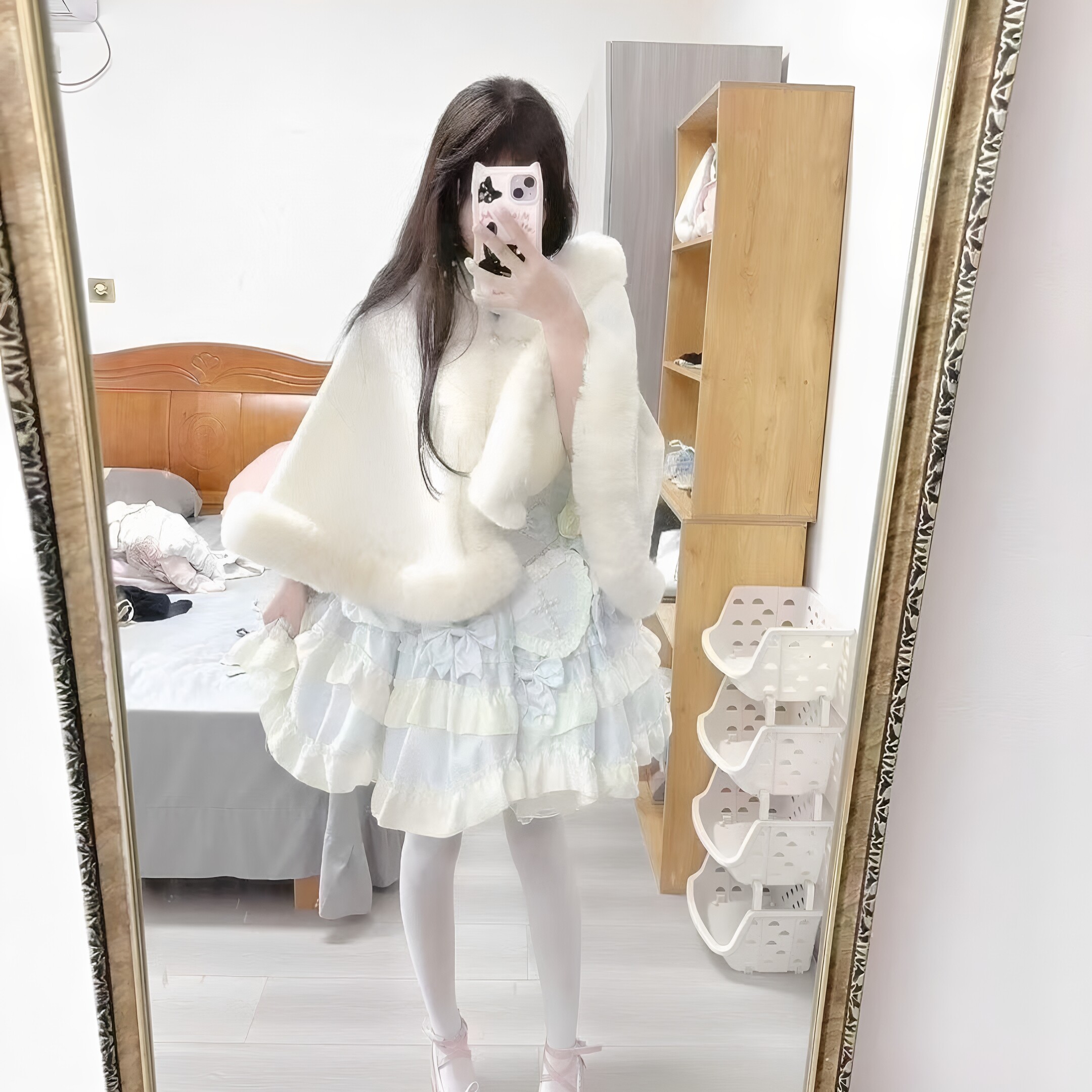洛丽塔加厚毛绒斗篷披肩秋冬保暖