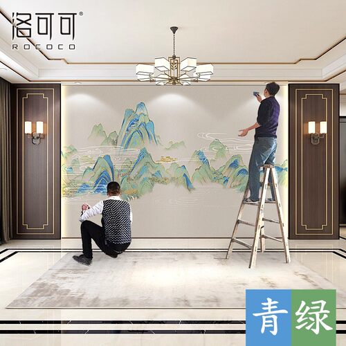 客厅影视墙壁画千里江山图3D壁布