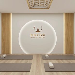3D拱门普拉提墙纸壁画瑜伽馆直播网红背景墙舞蹈室前台仿发光壁纸