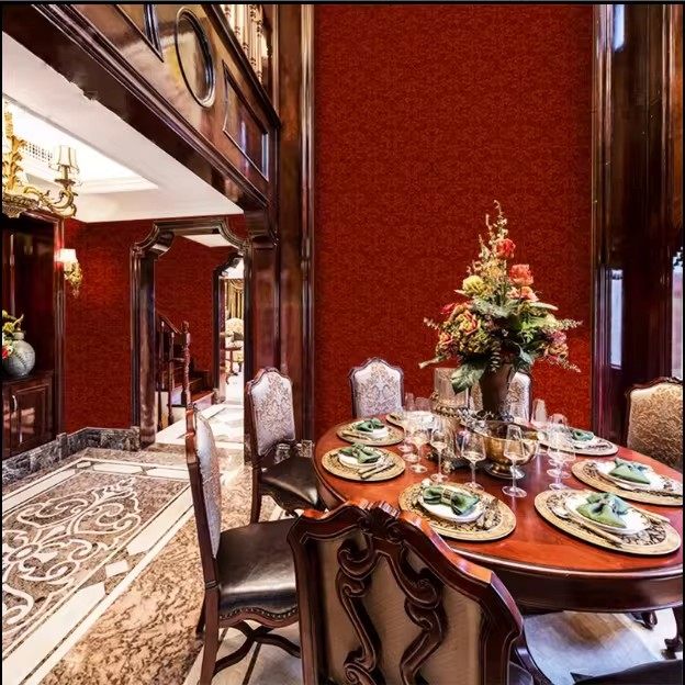 酒红色风格壁纸法式复古墙纸轻奢卧室欧式电视背景定制壁画3D墙布,家装主材,定制壁画,淘宝优惠券,粉丝福利购,淘宝优惠卷