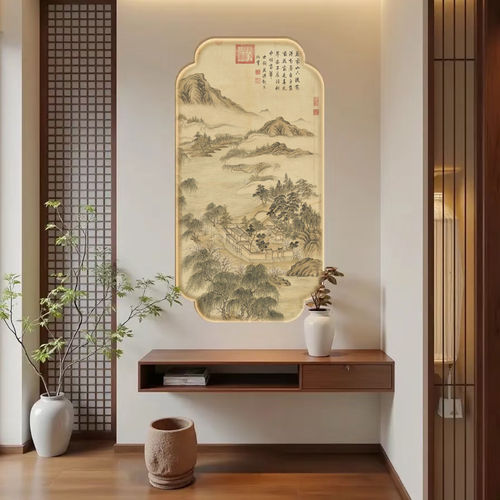 沁园家居宋式山水玄关内嵌壁画