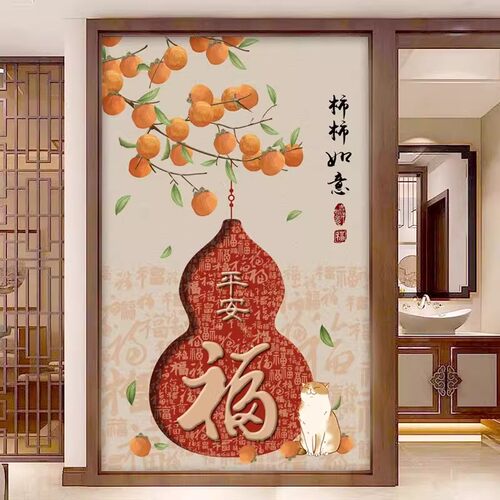 新年新中式葫芦福禄双全定制壁画