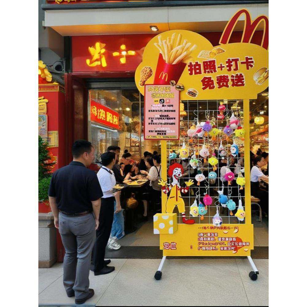 定制大众点评礼品网格展示架收藏打卡挂架小礼品展示铁质烤漆落地