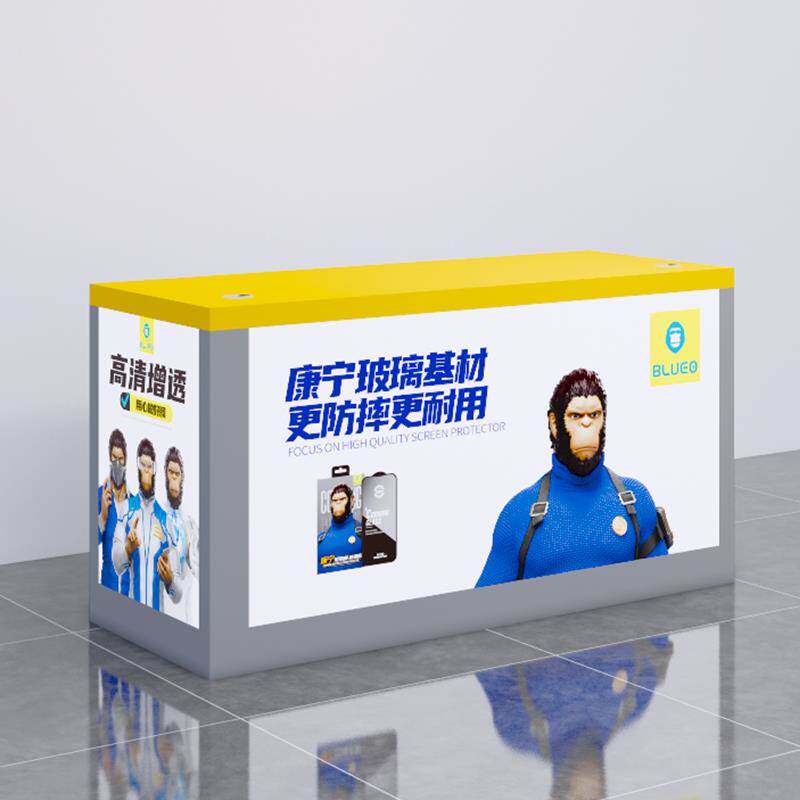手机贴膜工作台维修台手机店收银前台蓝猩手机配件壳膜灯箱展示柜
