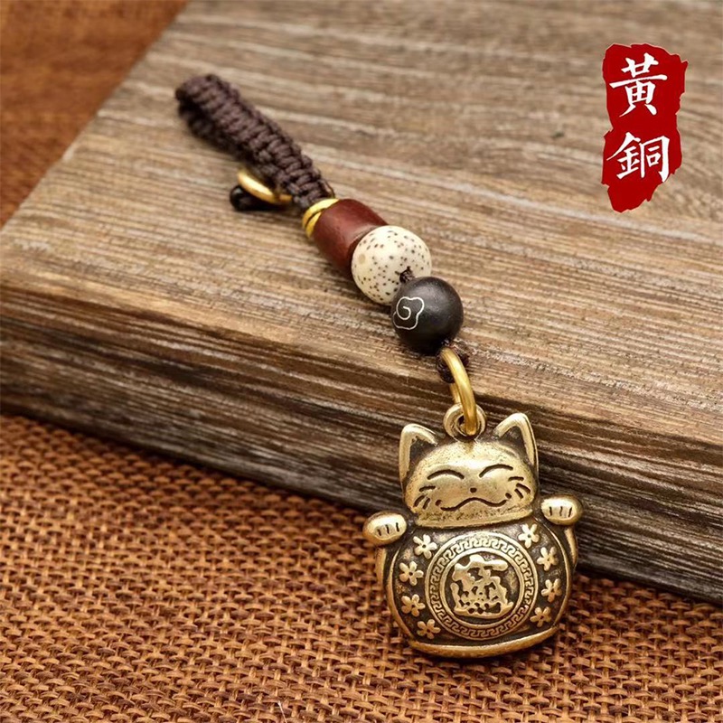 招财猫咪钥匙扣纳福猫挂件个性中国风汽车钥匙链吊坠礼物钥匙挂件