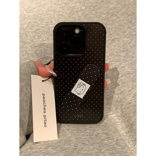 可爱ins黑底波点KT猫苹果手机壳