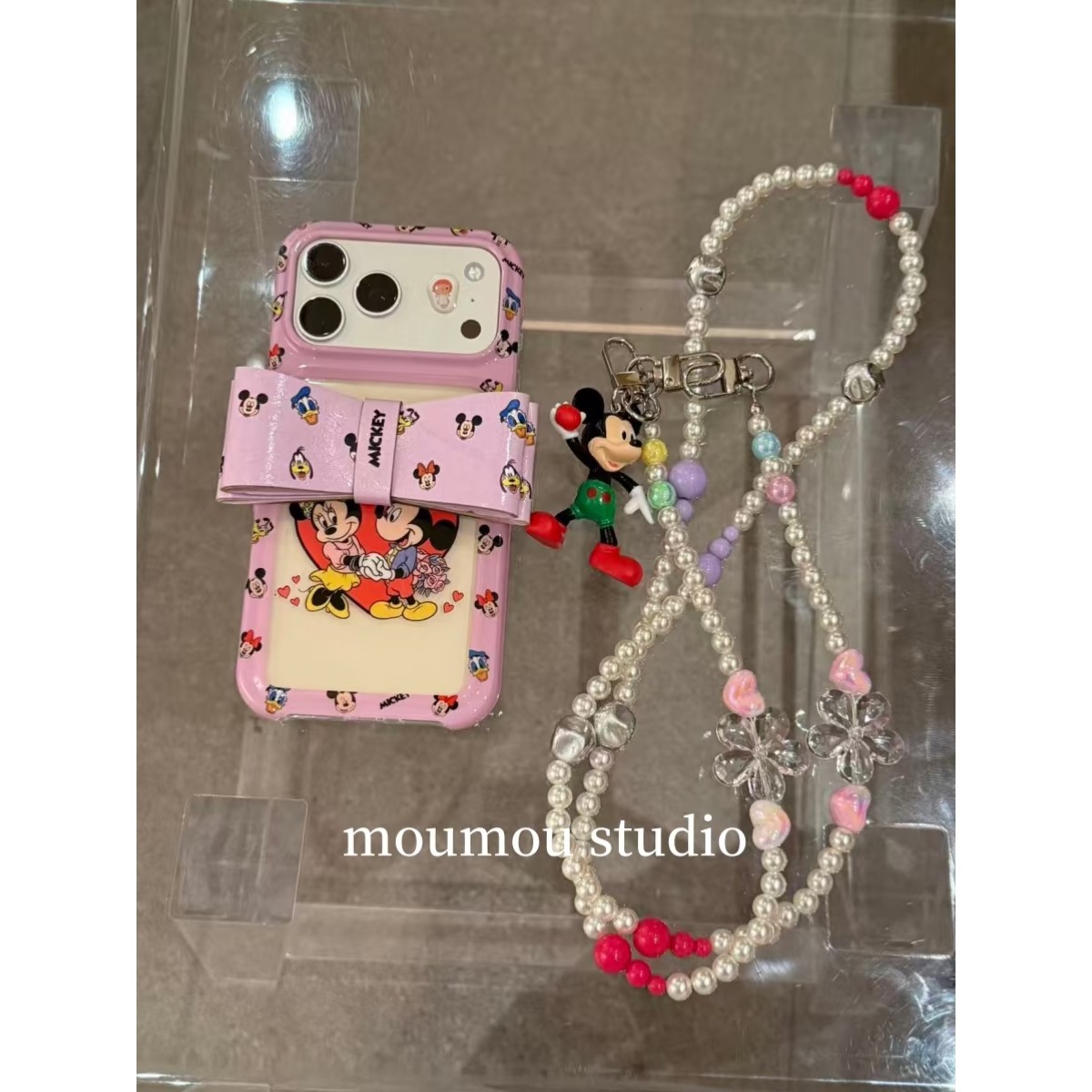 MOMOMOSTUDIOS卡通ins可爱米奇米妮长链适用iPhone17promax新款16pro苹果手机壳15pro双层全包防摔软壳保护壳
