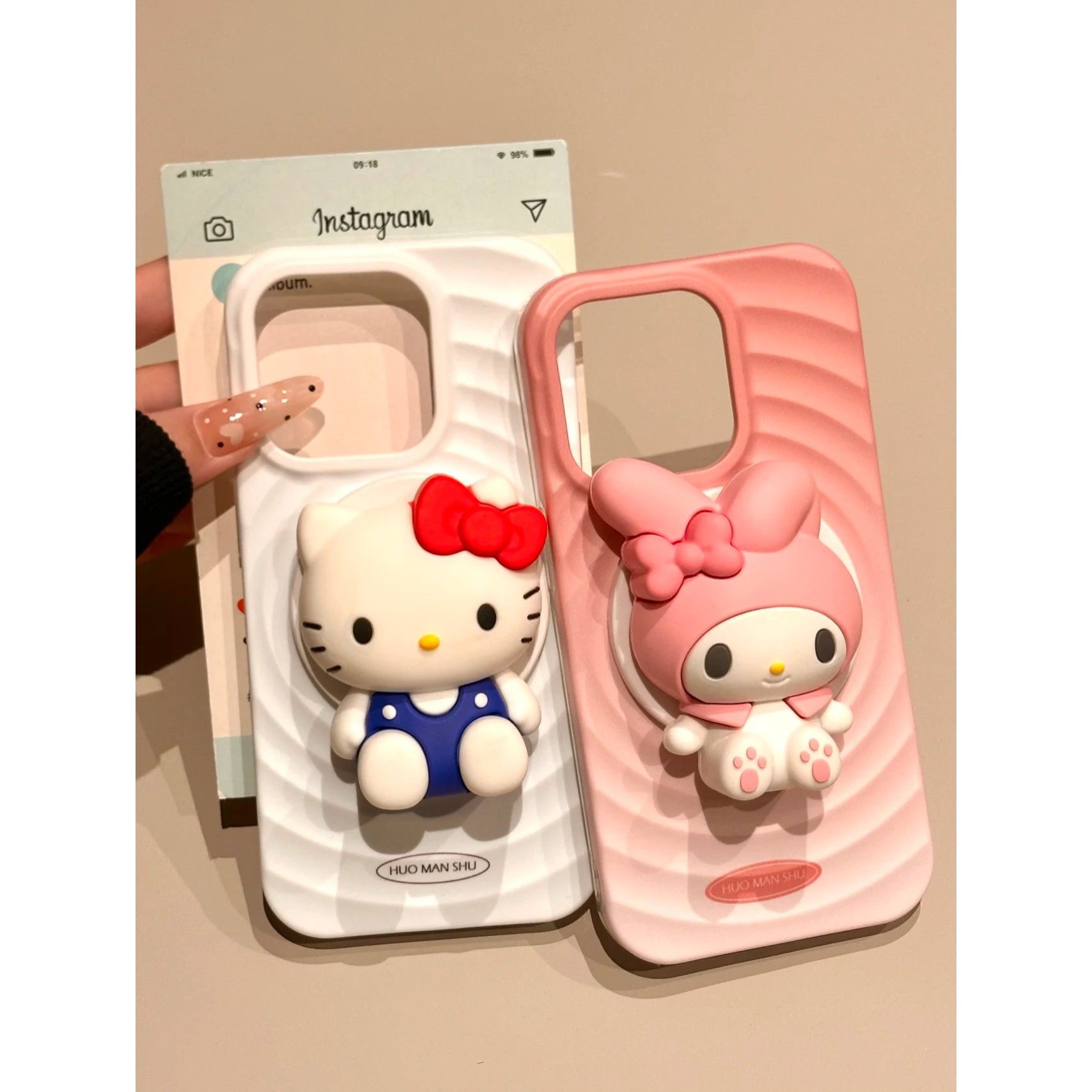 MOMOMOSTUDIOS日韩ins可爱立体粉色美乐蒂磁吸支架适