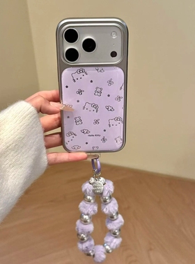 MOMOMOSTUDIOS可爱ins紫色鎏金线条KT猫适用iPhone17promax新款16pro苹果手机壳15pro银边14滴胶13全包防摔壳