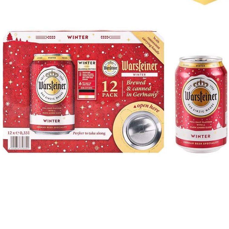 山姆代购 德国进口沃斯坦冬日啤酒330ml*12 罐聚餐聚会