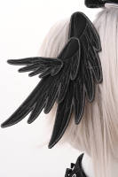 Metallic Angel Angel wings, metal thread embroidery, silver and black watercolor edge, dual-purpose hair clip and brooch thumbnail 2
