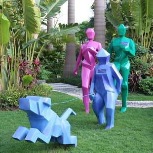 商业街美陈玻璃钢雕塑户外广场园林抽象体育地标人物花园装 饰摆件