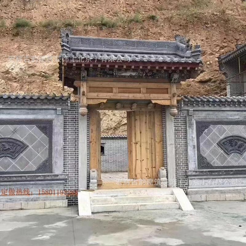 庭院双面仿古门楼木质垂花门头二进彩绘门楼制作中式装饰