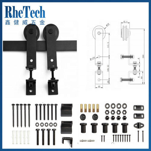 谷仓门吊轨全套配件定做 美式移门推拉门导轨滑轨五金配件厂家