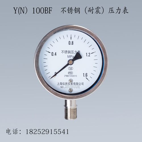 不锈钢压力表Y100BF YTF100H耐震压力表 304耐高温 氨用 上海平川