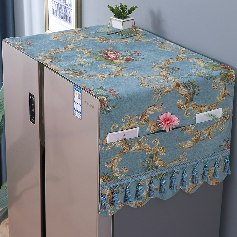 冰箱防尘罩家用双开门欧风顶套防水防油冰箱盖布单冰箱盖巾遮盖帘