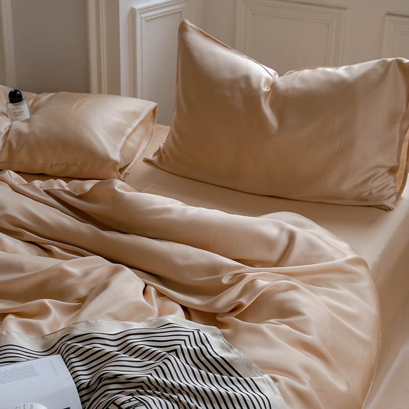 夏季简约60支双面天丝四件套纯色被套床单裸睡丝滑凉感床上用品